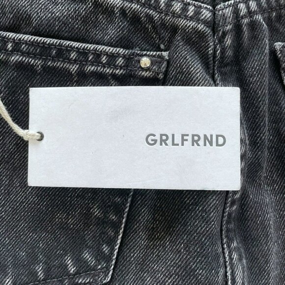 GRLFRND Eva's Studded Gusset A-Frame Black Denim Mini Skirt Sz 26 NWT - Picture 4 of 9